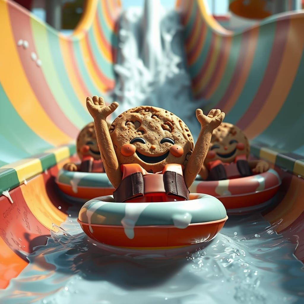 Cookies Ride a Milk Slide: Digital Art