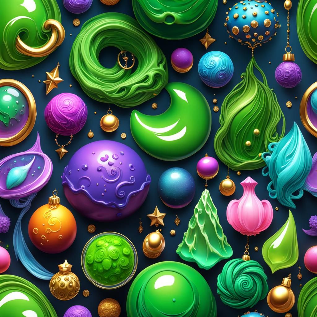 Slime Textures with Charms and Clay Decorations