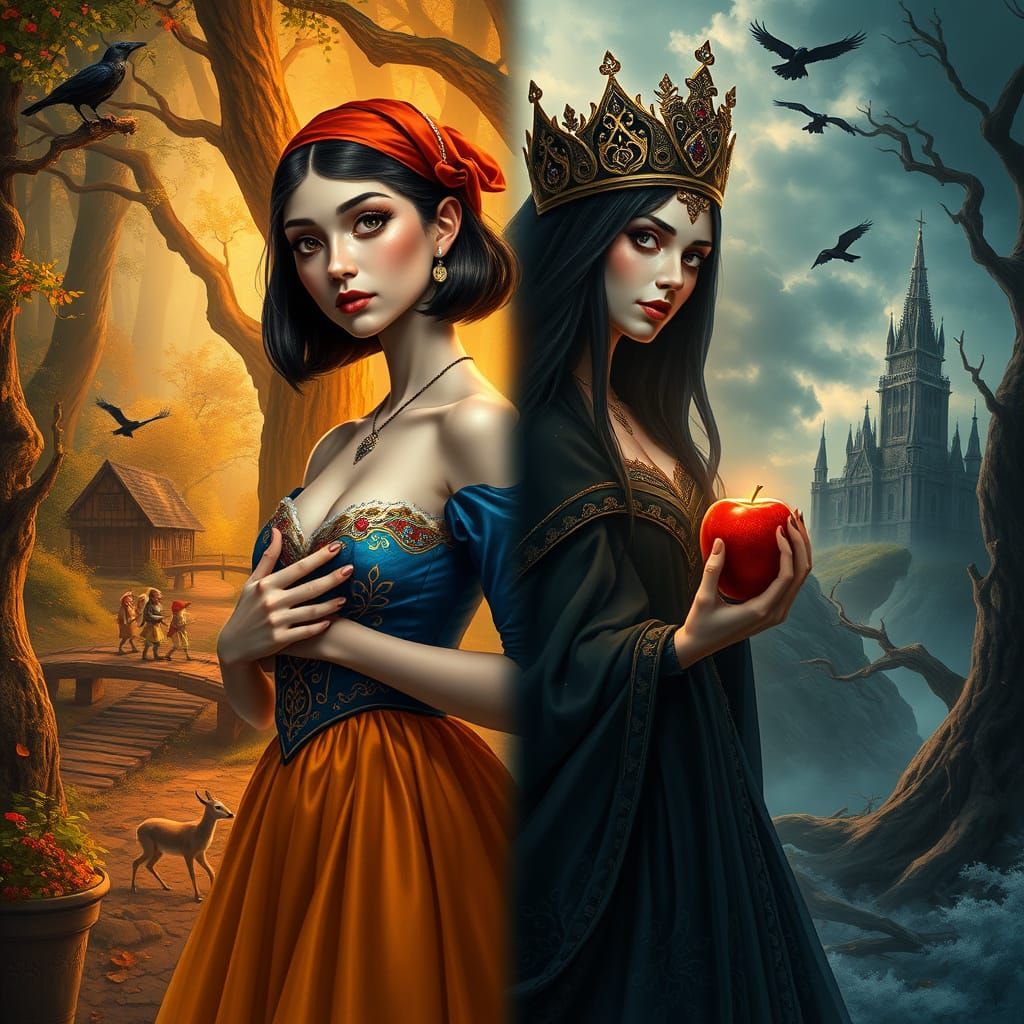 Surreal Fantasy Realm Divided: Mysterious Forest Encounter