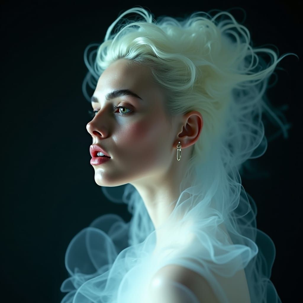 Ethereal Cara Delevingne in Radiant Fog, Digital Art
