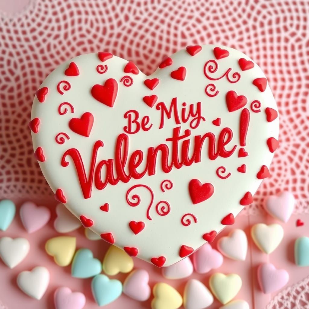 Whimsical Valentine's Day Confectionery Heart in Vintage Sty...