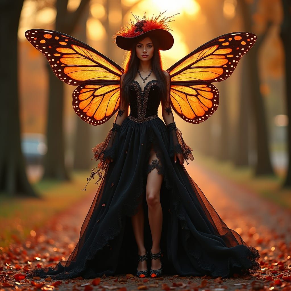 Brunette Fairy in Victorian Dress in Sunset Park