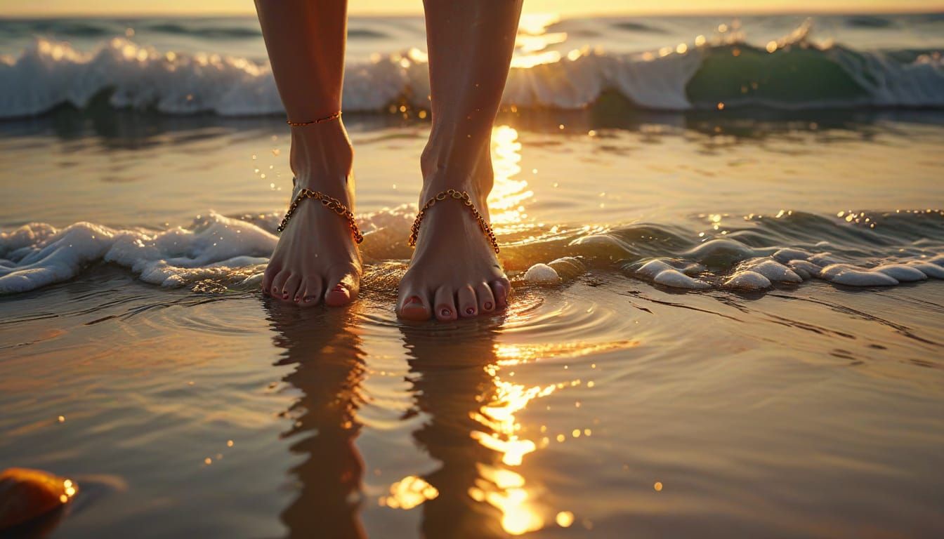 Beach Feet with Colorful Toenails: Hyperrealistic Digital Ar...