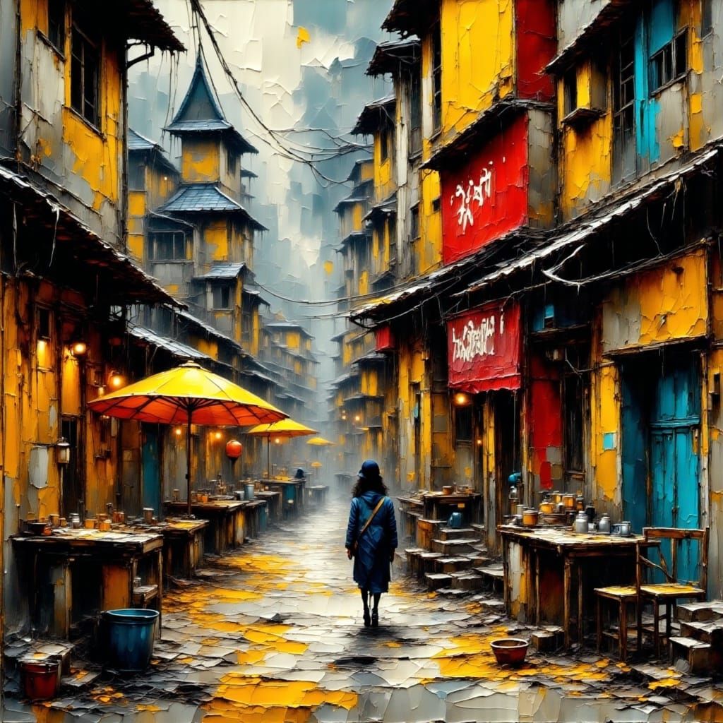 Gritty Cyberpunk Cityscape in Smokey Grunge Aesthetic