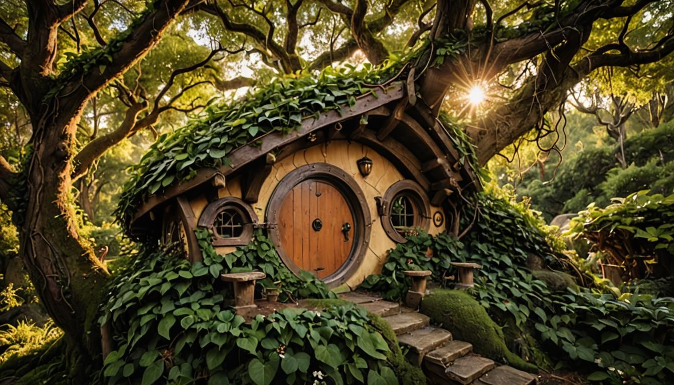 Enchanting Hobbit Treehouse in Mystical Forest