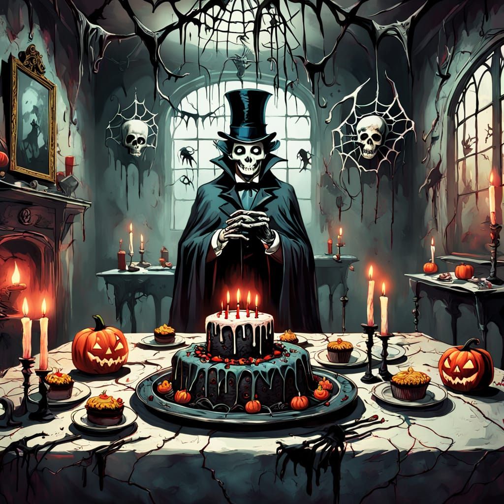 Macabre Halloween Birthday Party in Decaying Mansion