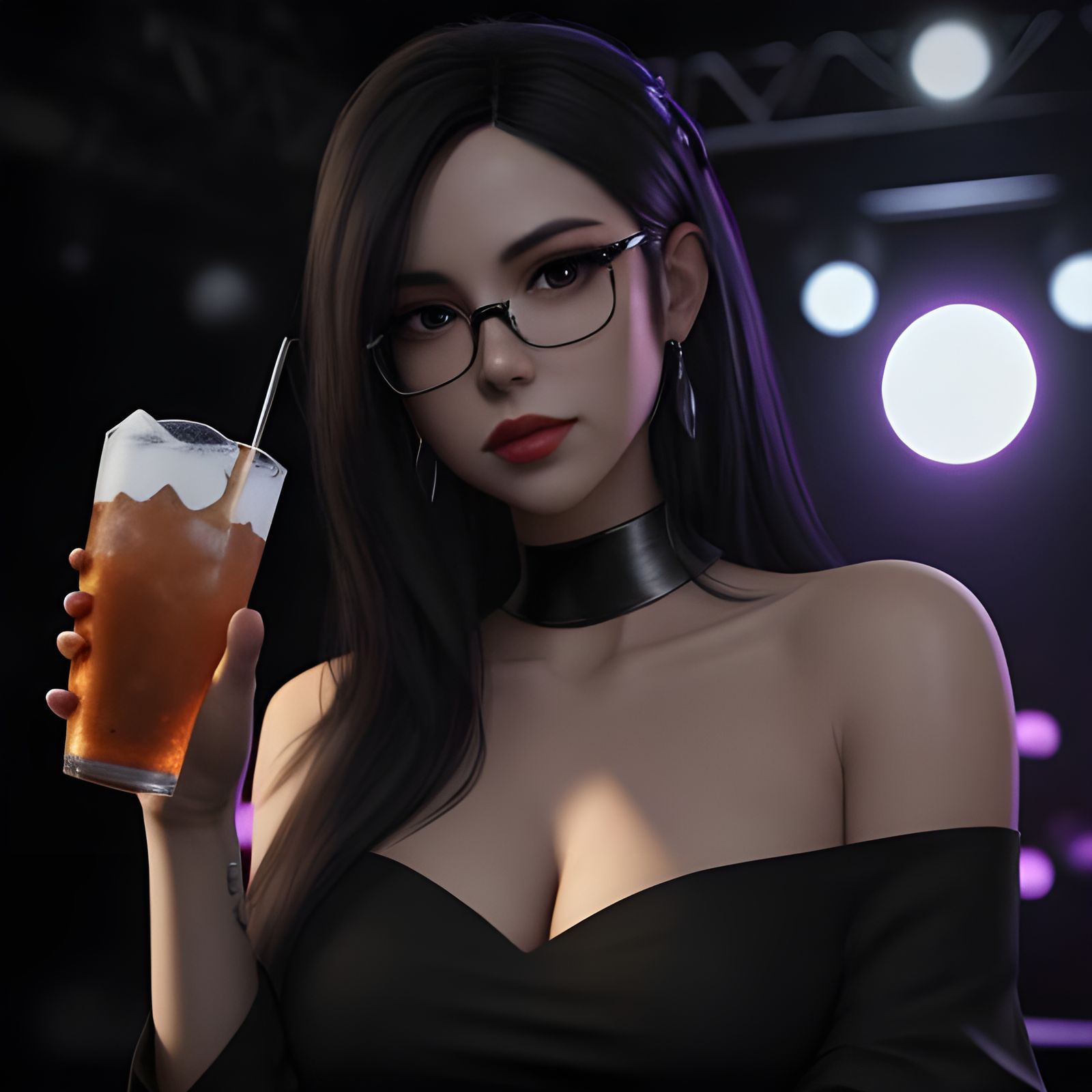 Nightclub Portrait of Woman in 3D