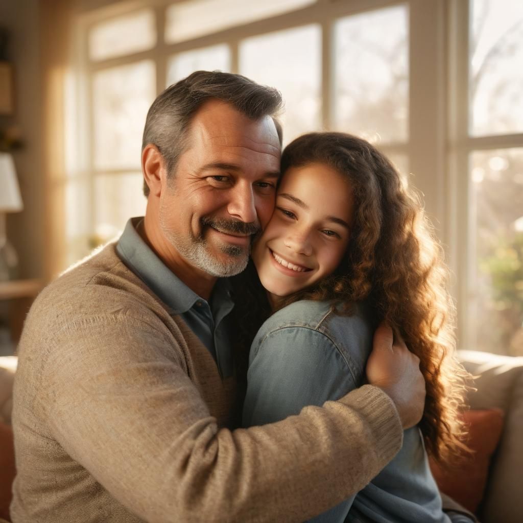 Heartwarming Father-Daughter Portrait in Soft Focus Style