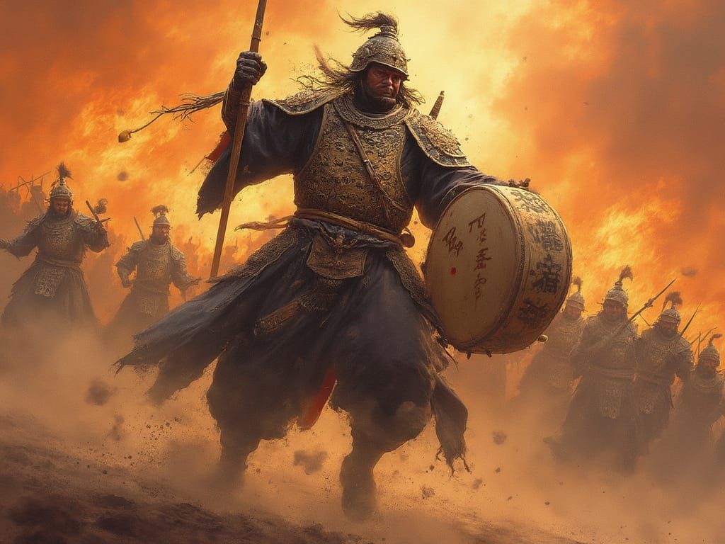 Ethereal Song Dynasty Warrior Emerges from Flames as Ghost A...