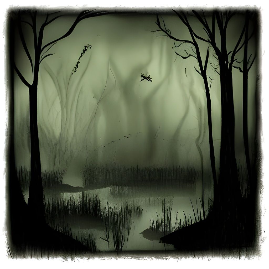 Gothic Swamp Illustration in Mixed Media