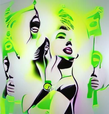 Vibrant Pop Art with Neon Green Background