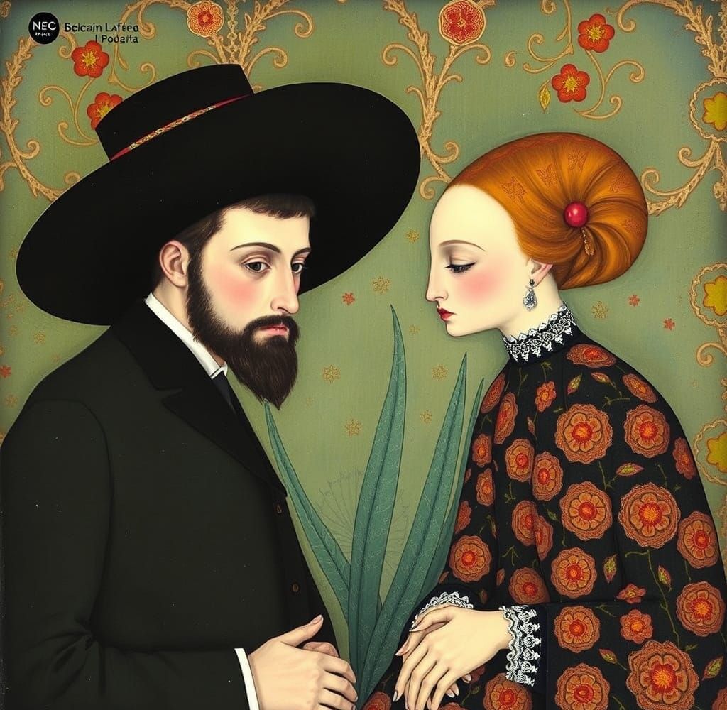 Art Nouveau Goddess in Celestial Landscape