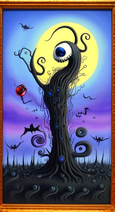 Surreal Nightmare Before Christmas Scene in Tim Burton Aesth...