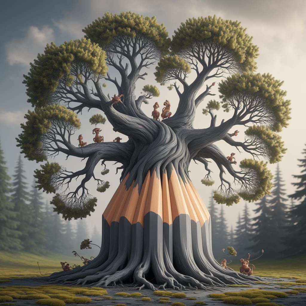 Pencil Metamorphosis: Tree Grows From Graphite Pencil