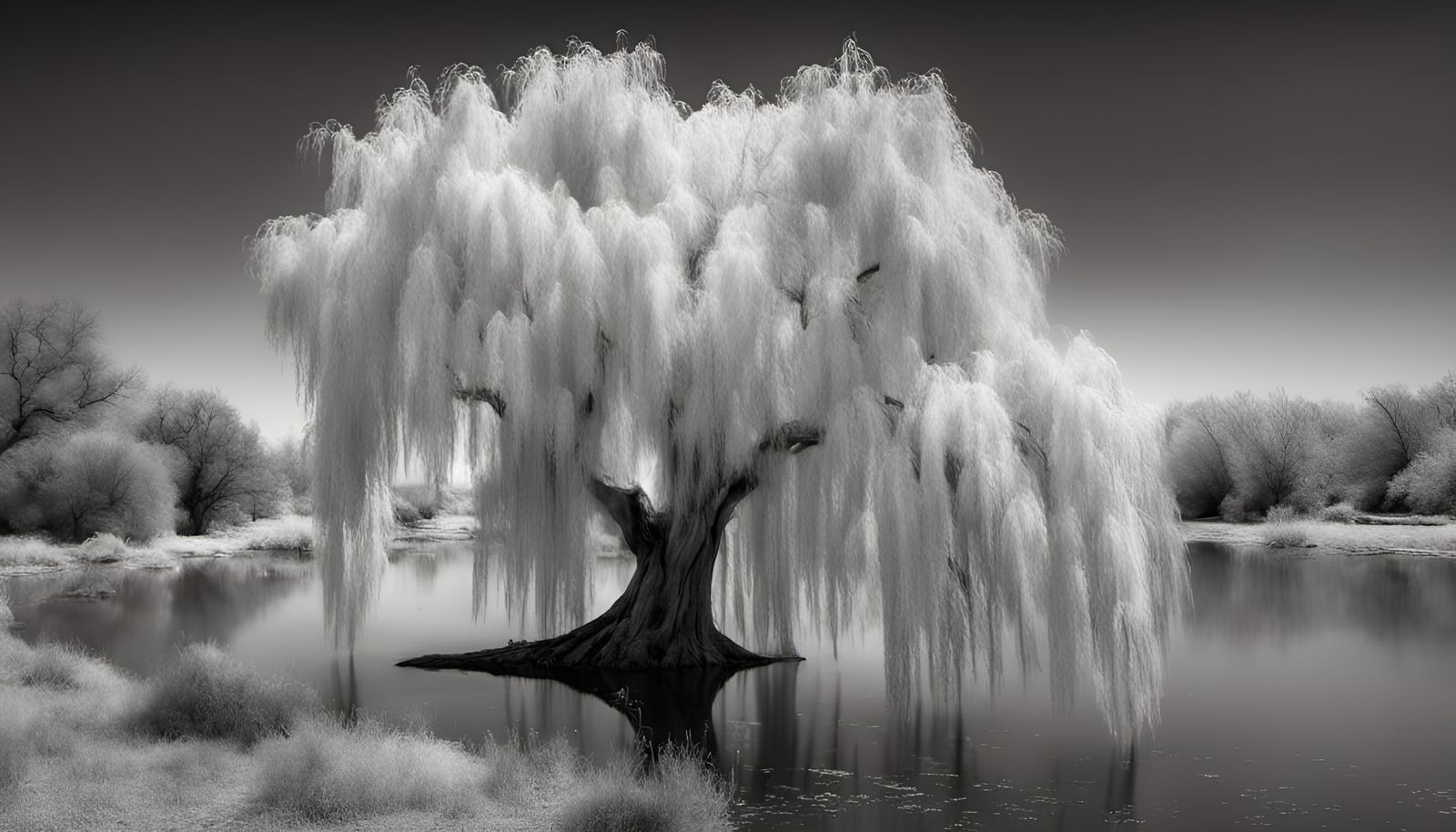 A Black And White Infrared Weeping Willow Tree (Continued)