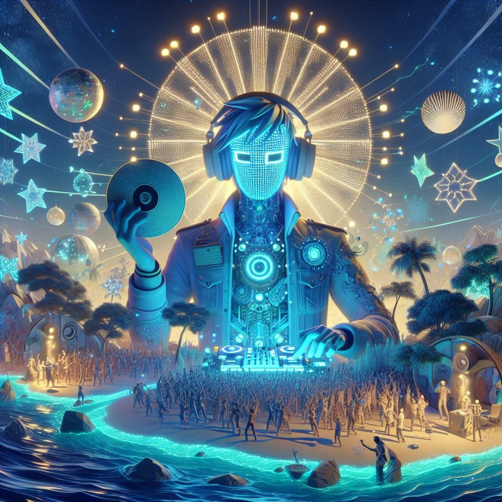 Anime-Inspired DJ Rocks Bioluminescent Beach in 3D