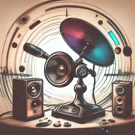 Vintage Phonograph with Pastel Accents as Sketch