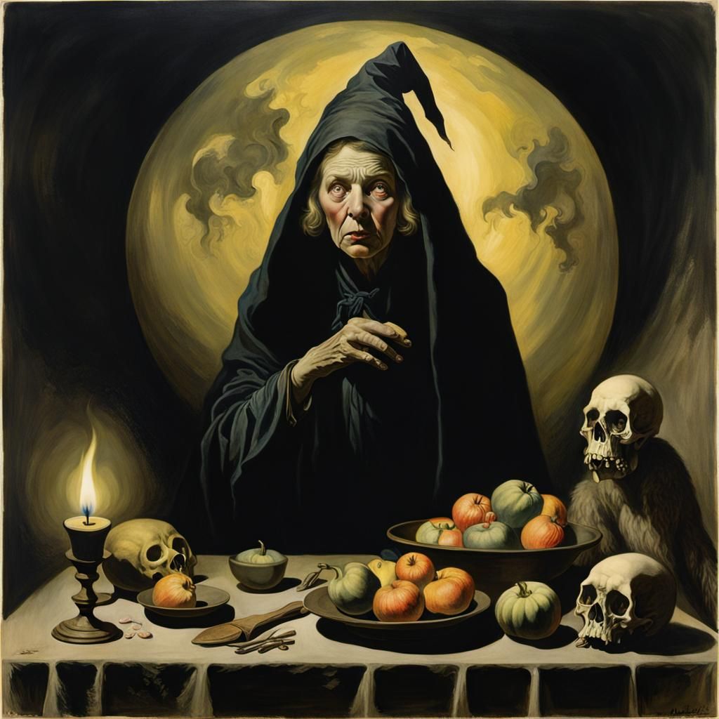The Witch: Hyperrealistic Image in Mortensen Style