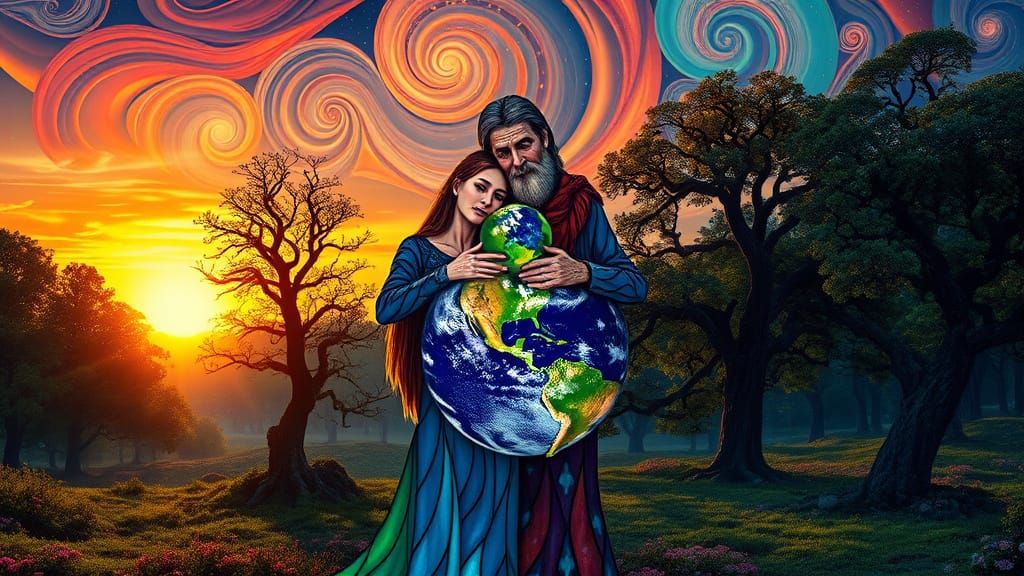 Earth Embrace: A Digital Art Tribute to Resilience