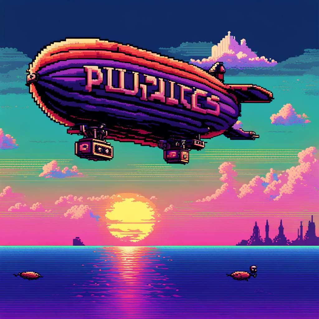 Sky Pirates in Blimp: 16-bit Sega Pixel Art