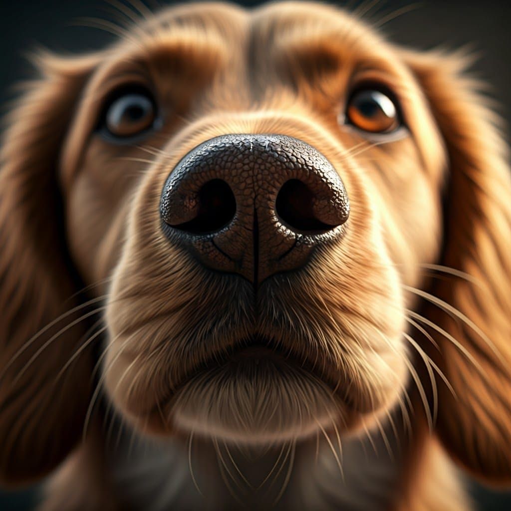 Hyper-Realistic Close-Up of a Curious Dog's Face