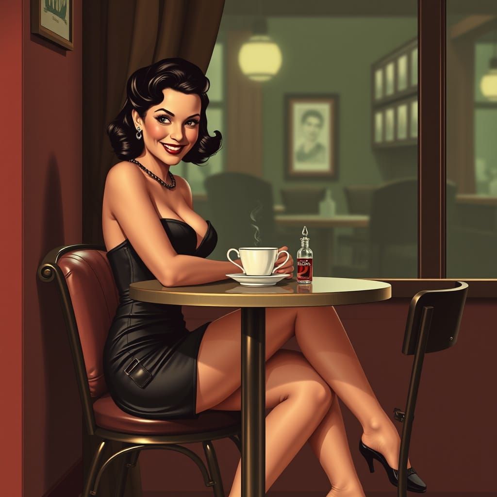 Vintage Pin-Up with Noir: Playful Danger