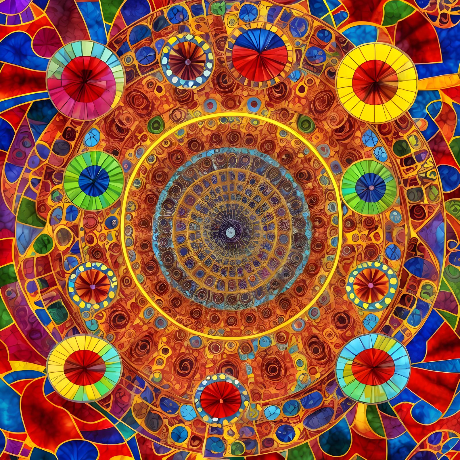 Vibrant City Night Market Scene in Kaleidoscopic Style