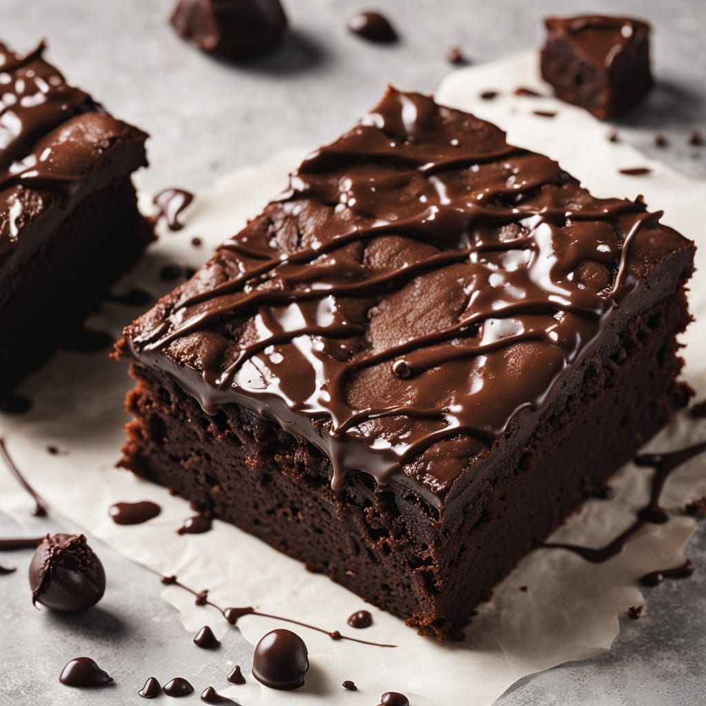 Warmly Lit Chocolate Brownie in Fudgy Texture