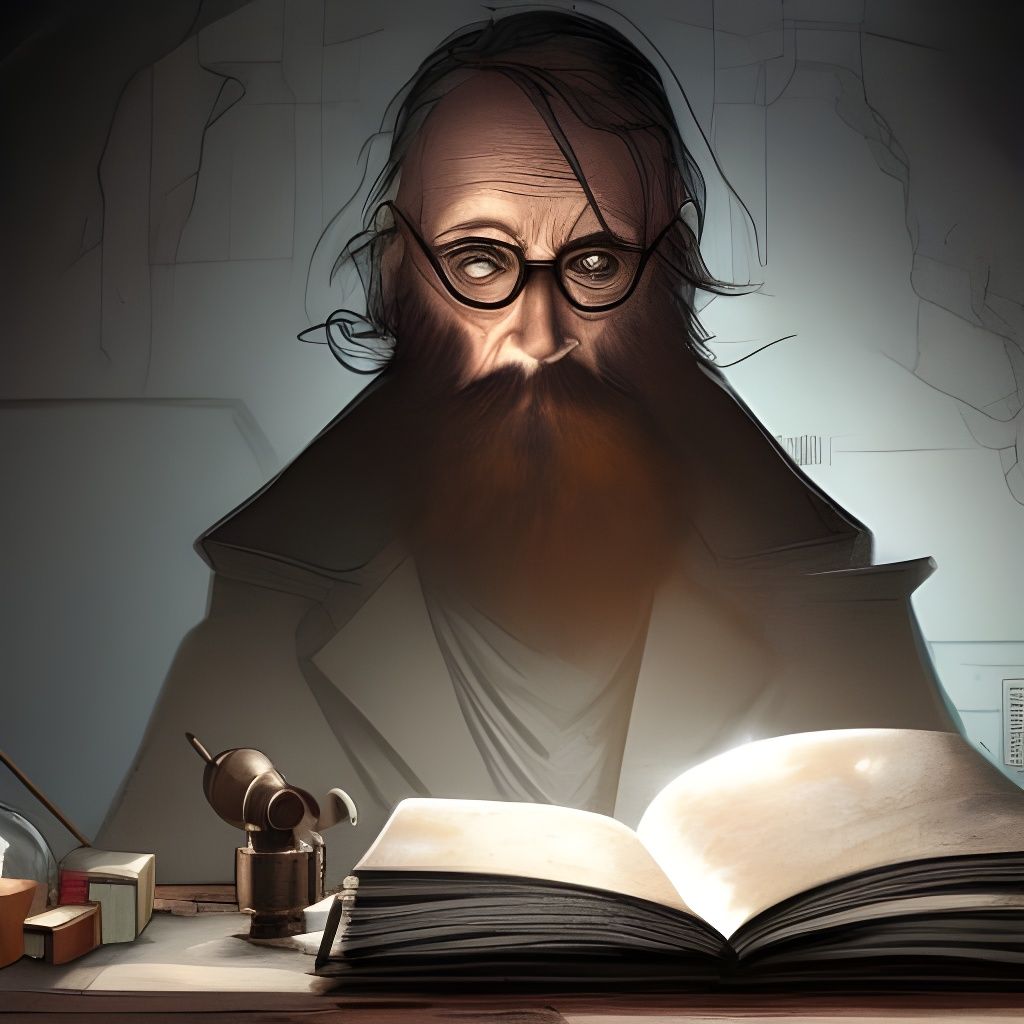 Alchemist in Laboratory: Hyperdetailed Portrait