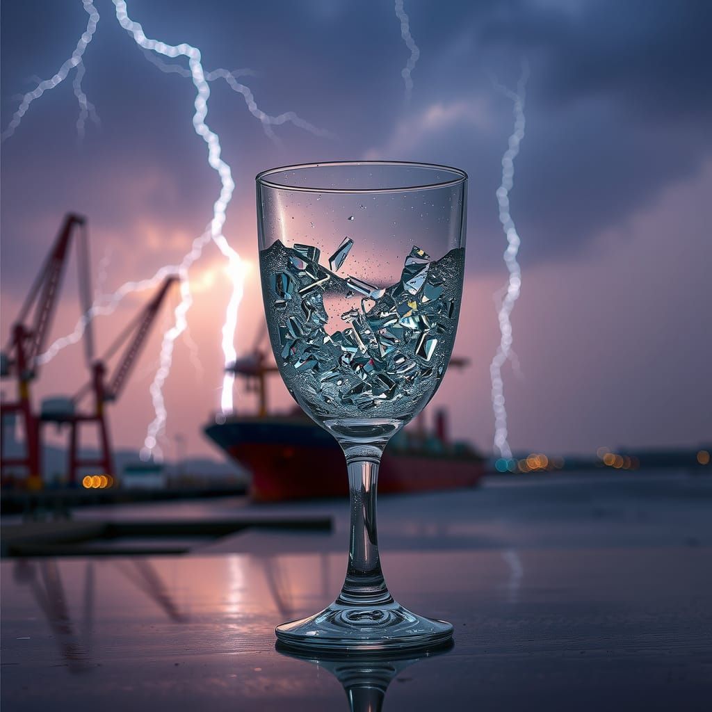 Glass Ship Emerging from Thunderstorm Breakthrough