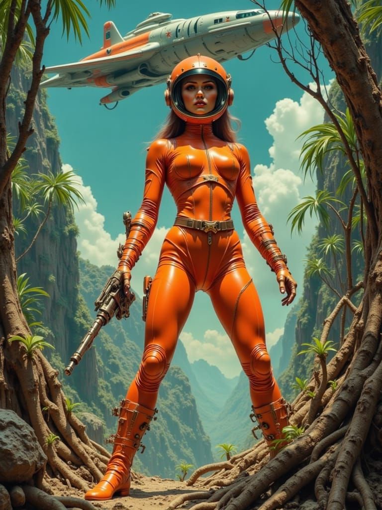 Retro Space Heroine on Alien Planet