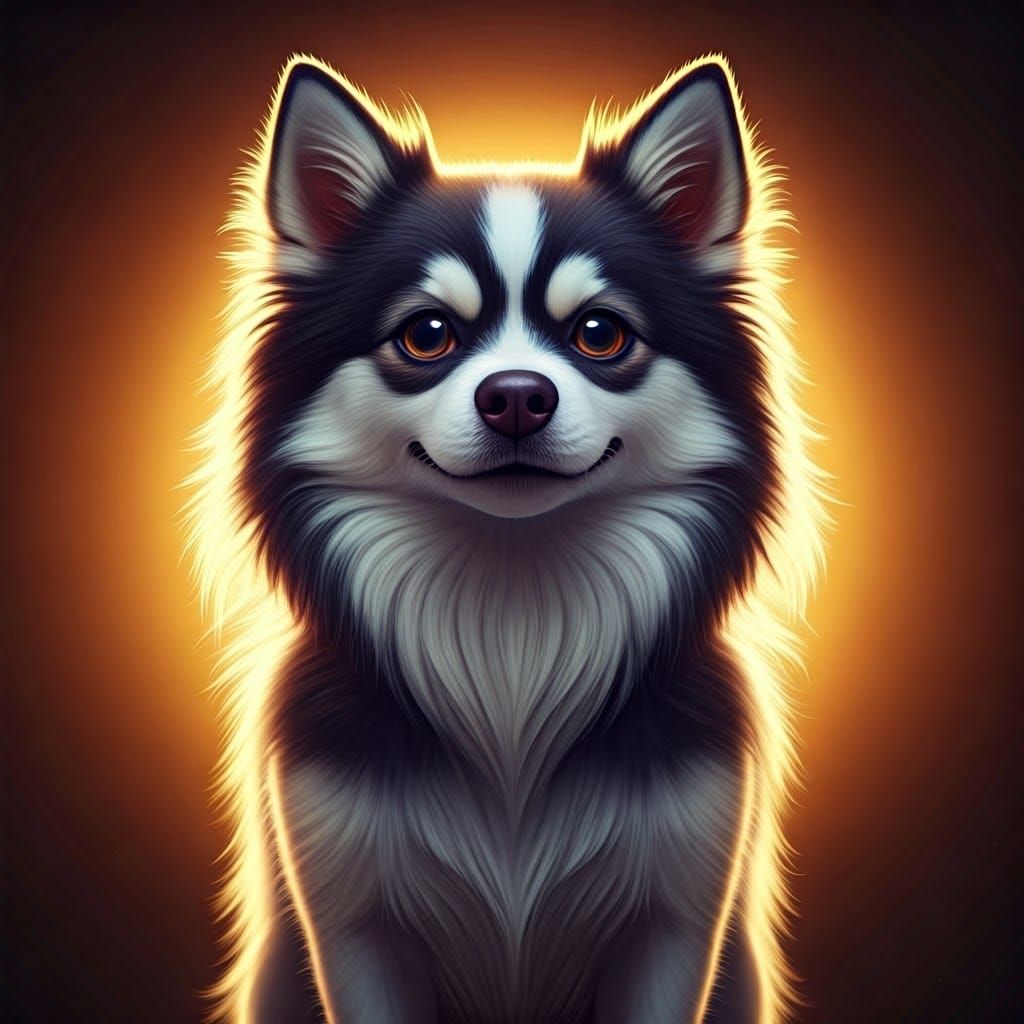 Playful Chihuahua-Husky Mix in Whimsical 3D Rendering