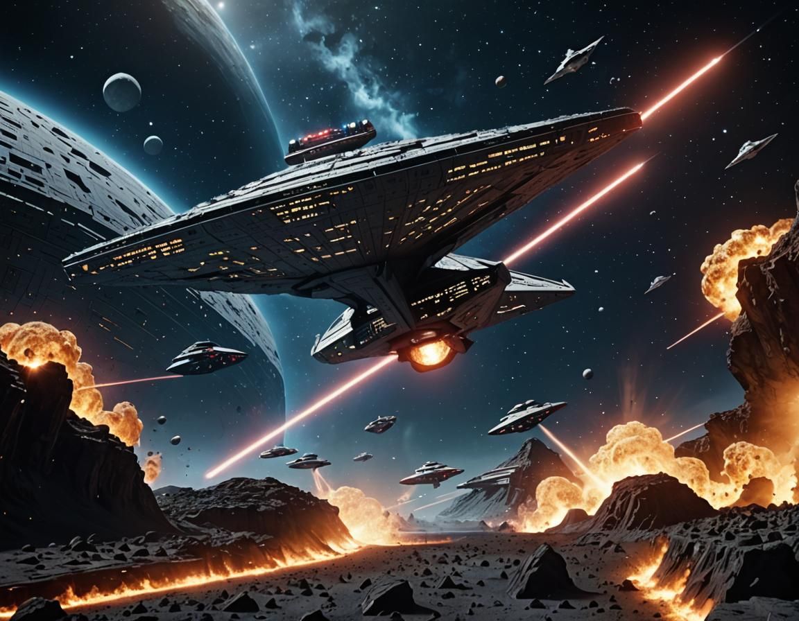 Star Trek Enterprise Under Attack in Space