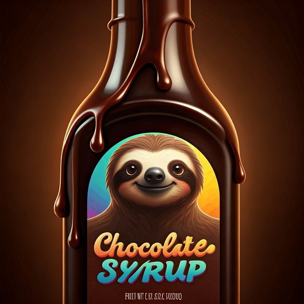 Whimsical Chocolate Syrup Bottle Illustration