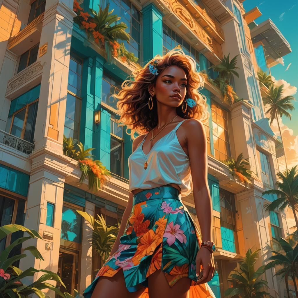 Woman in Miami, Fantasy Art by Syd Mead