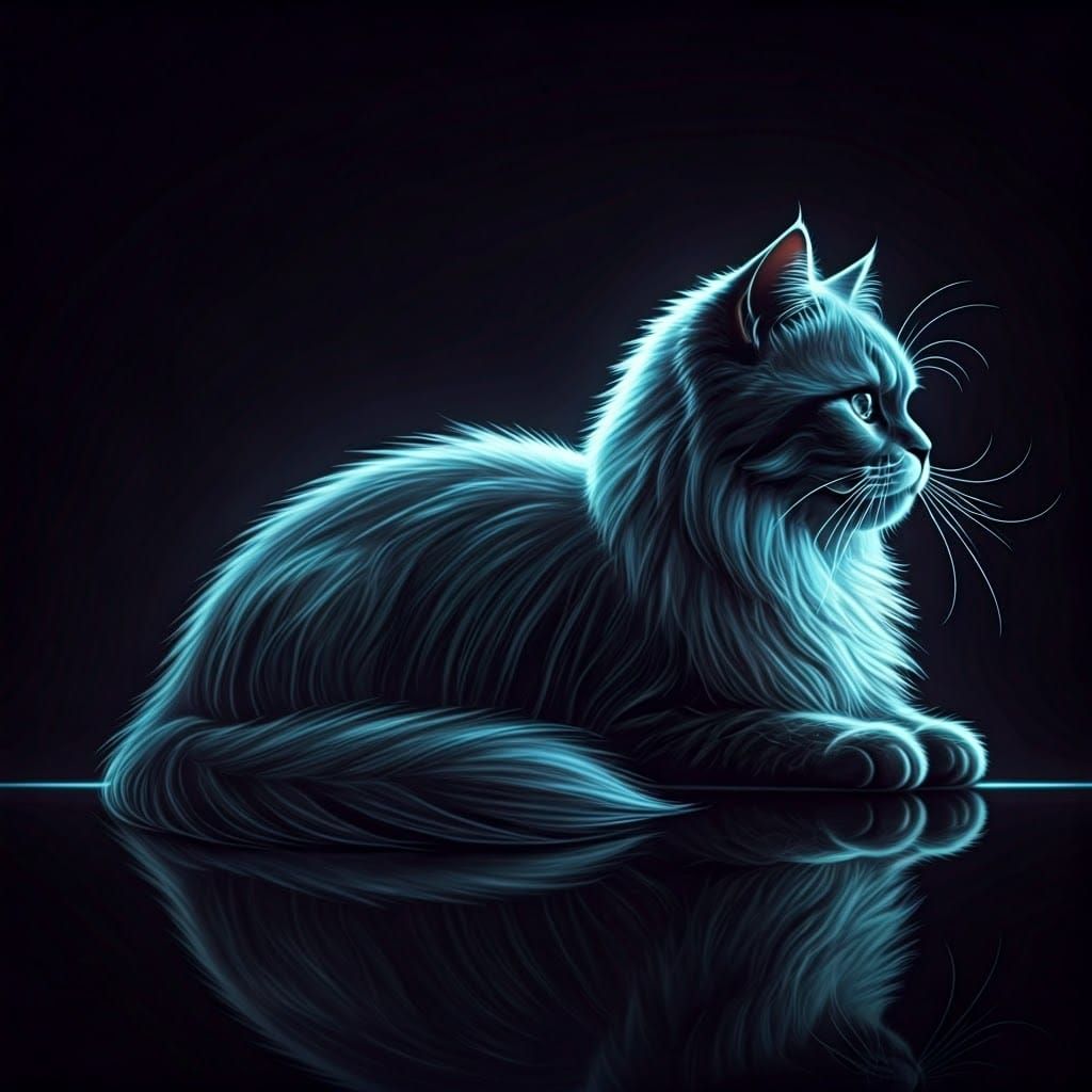 Ethereal Feline Form in Neon Minimalism