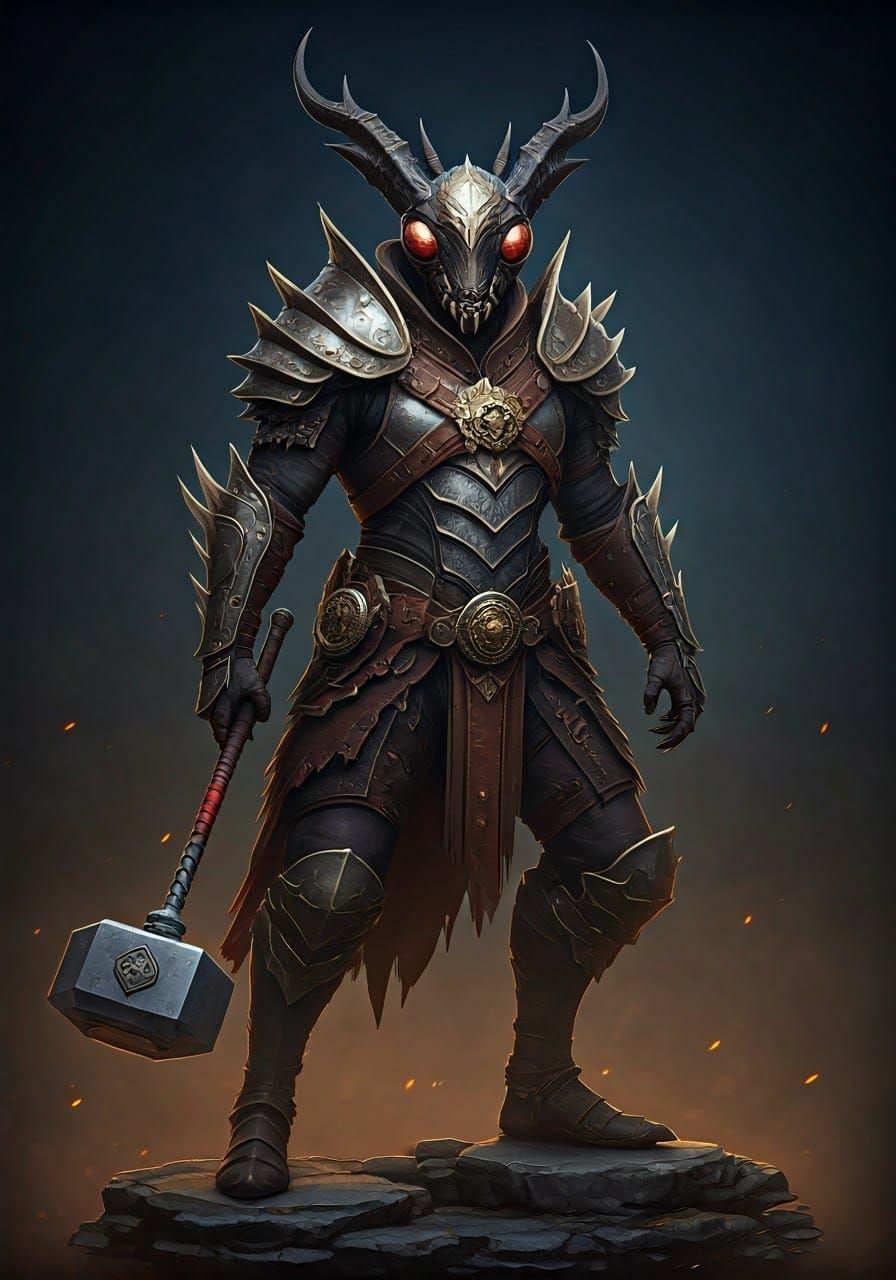 Cyberpunk Dragonfly Warrior in Leather Armor