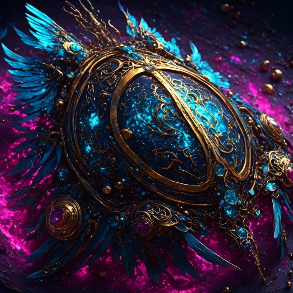 Space Chafer Wing: Gold and Indigo Glitter