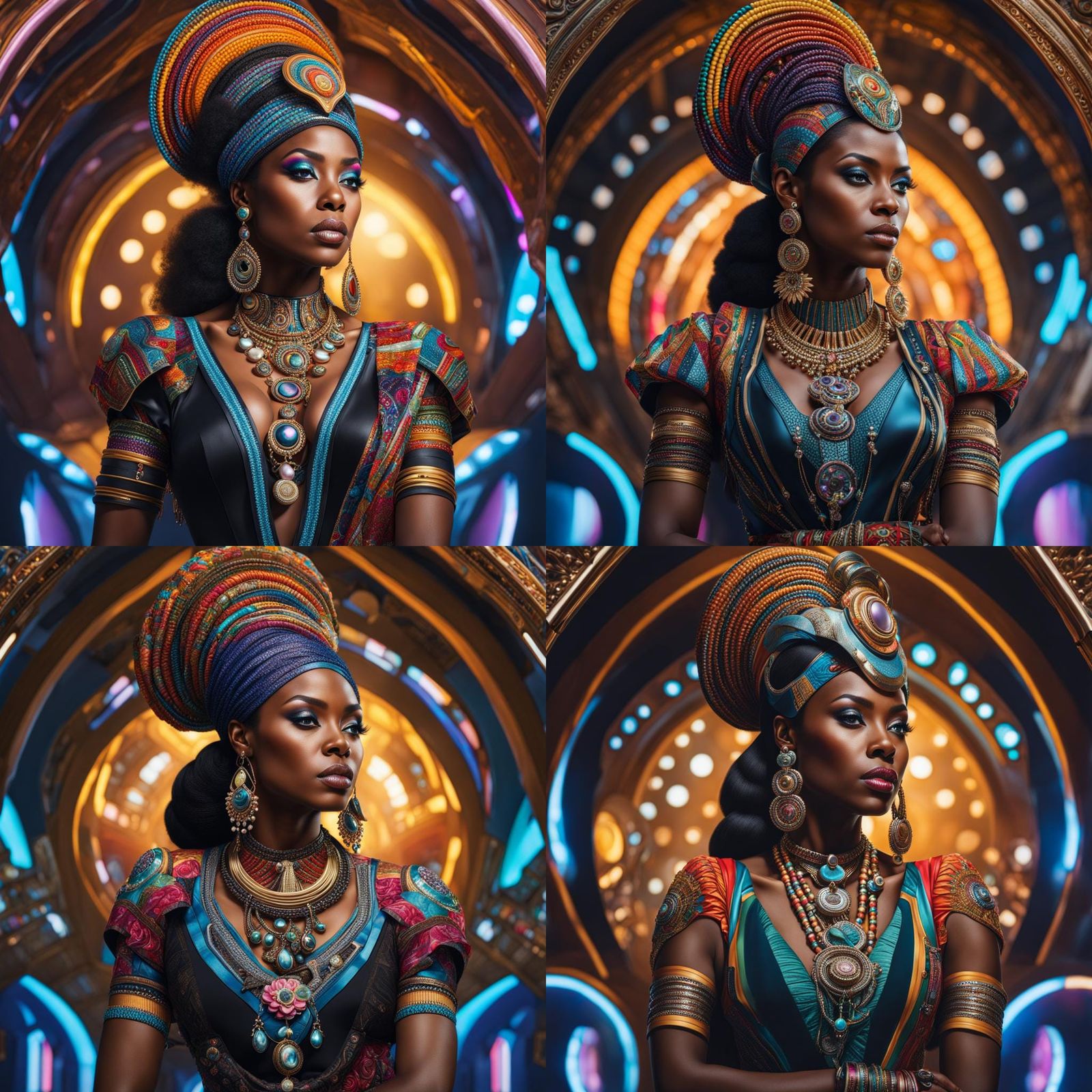 Hyperrealistic Portrait of Woman in Futuristic Jewelry