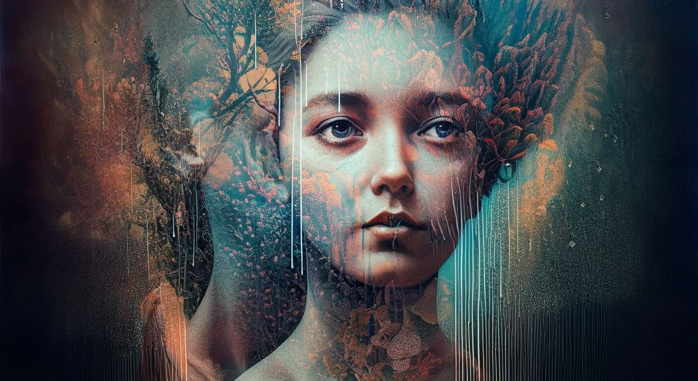 Surreal Mixed Media Artwork with Ink and Crosshatching