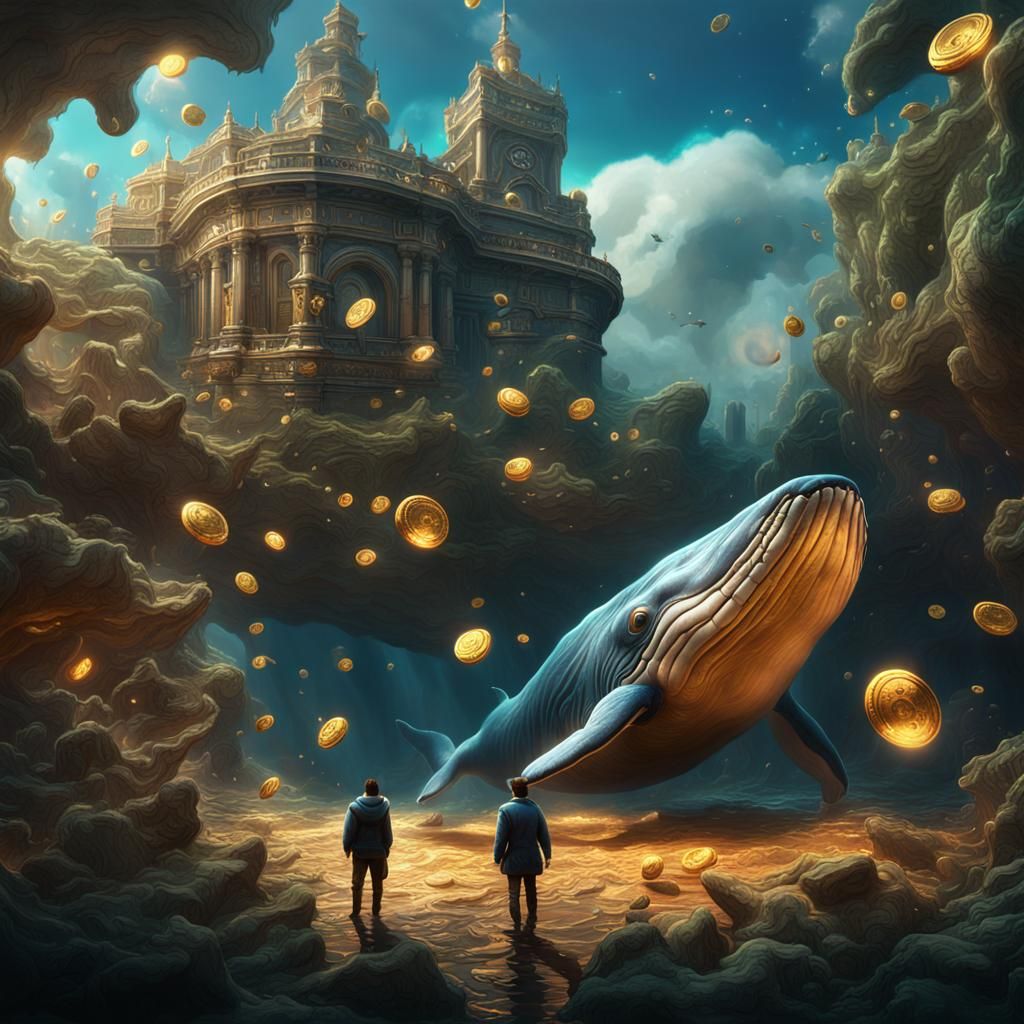 Whale Crypto Coin Logo in Detailed Matte Painting