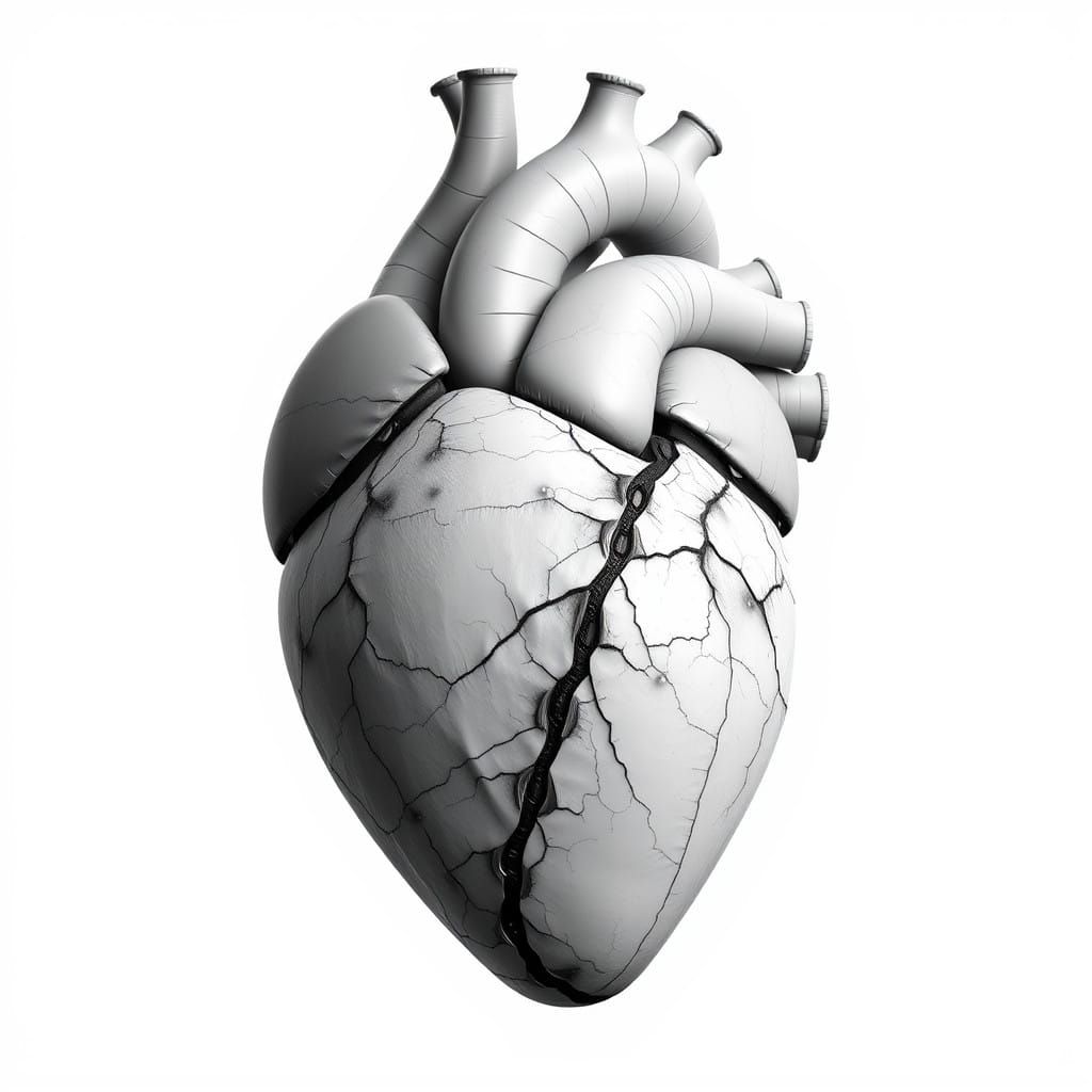 Futuristic Heart Graphic Design with Hyper-Realistic Details