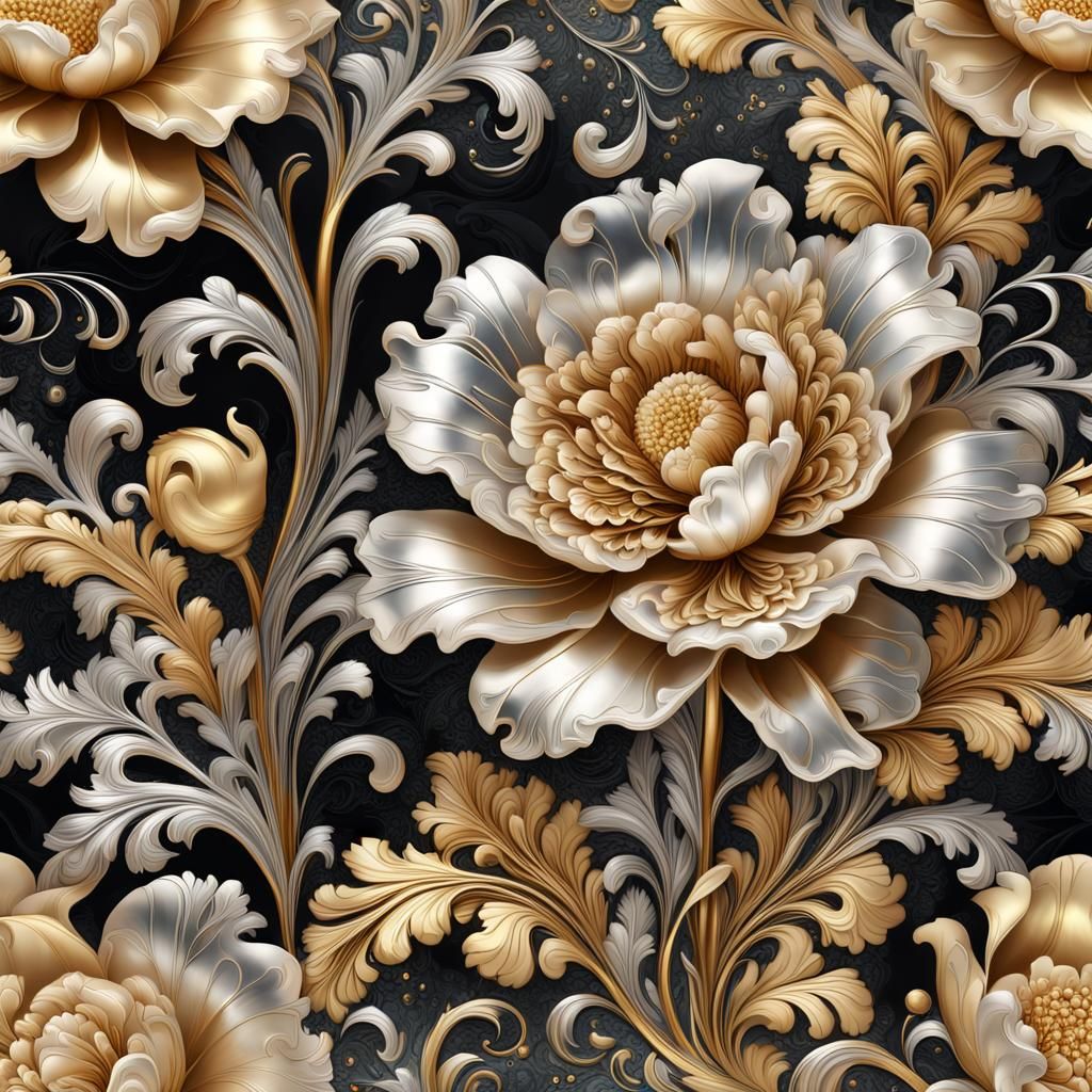 Baroque Floral Still Life in Oil Painting Style