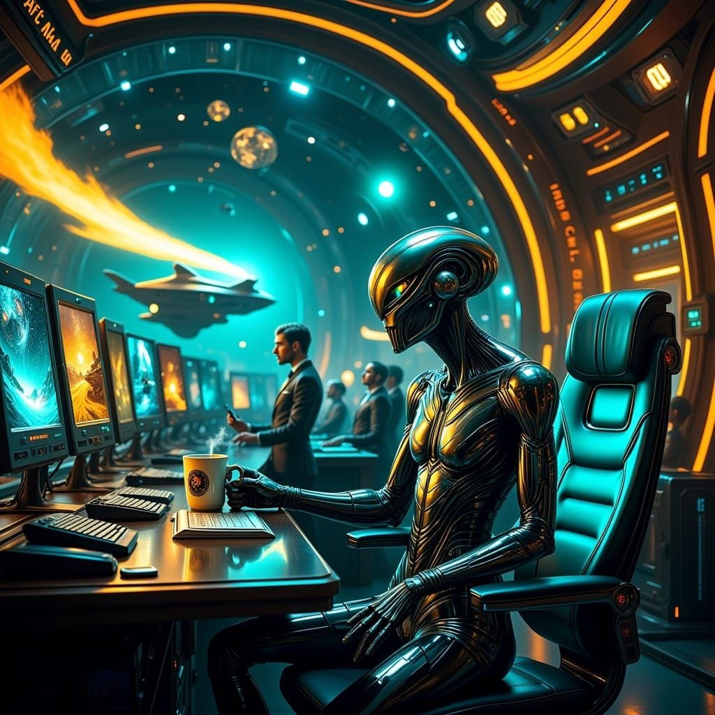 Bioluminescent Alien General on Sci-Fi Planet