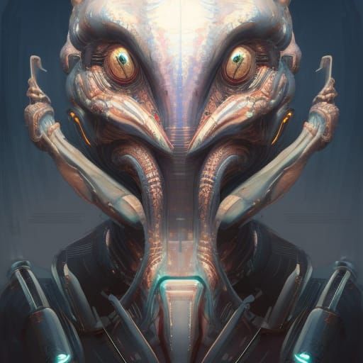 Synthetic Alien Monster Portrait in Hyperdetailed Style