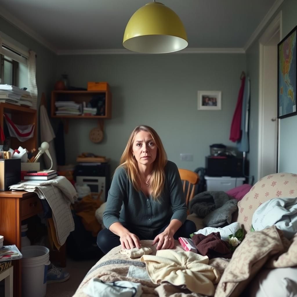 Agoraphobic Woman in a Cluttered Home