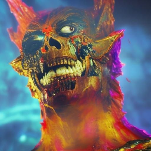 Broly Obsidian Face: Biopunk Alien Deity Portrait