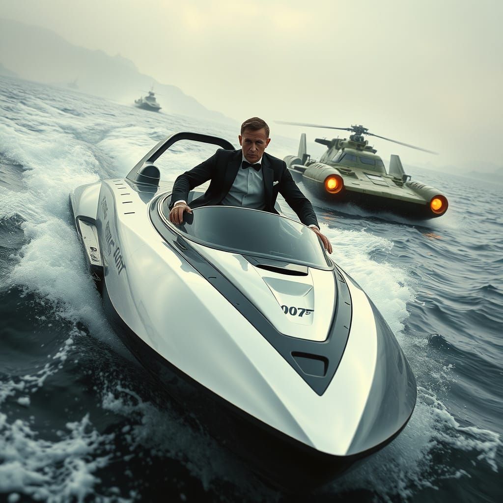 James Bond in High-Tech Hovercraft Chase