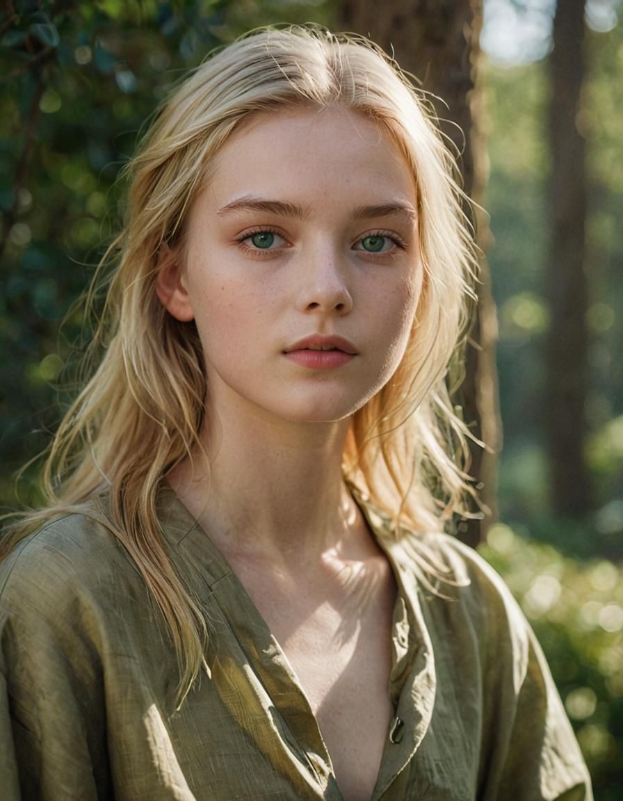 Serene Young Woman in Natural Setting