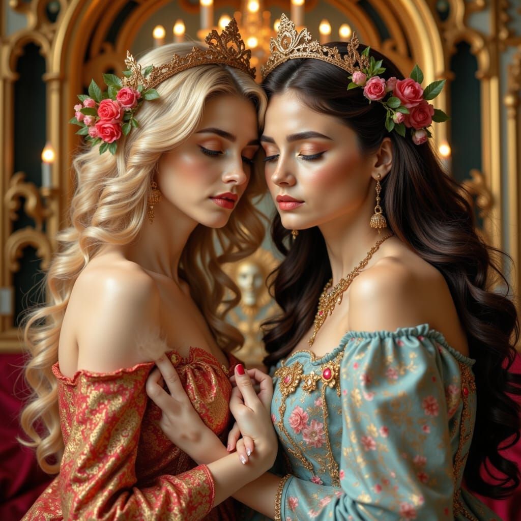 Zarina Evdokija and Maid Anna Mons in Art Nouveau Style